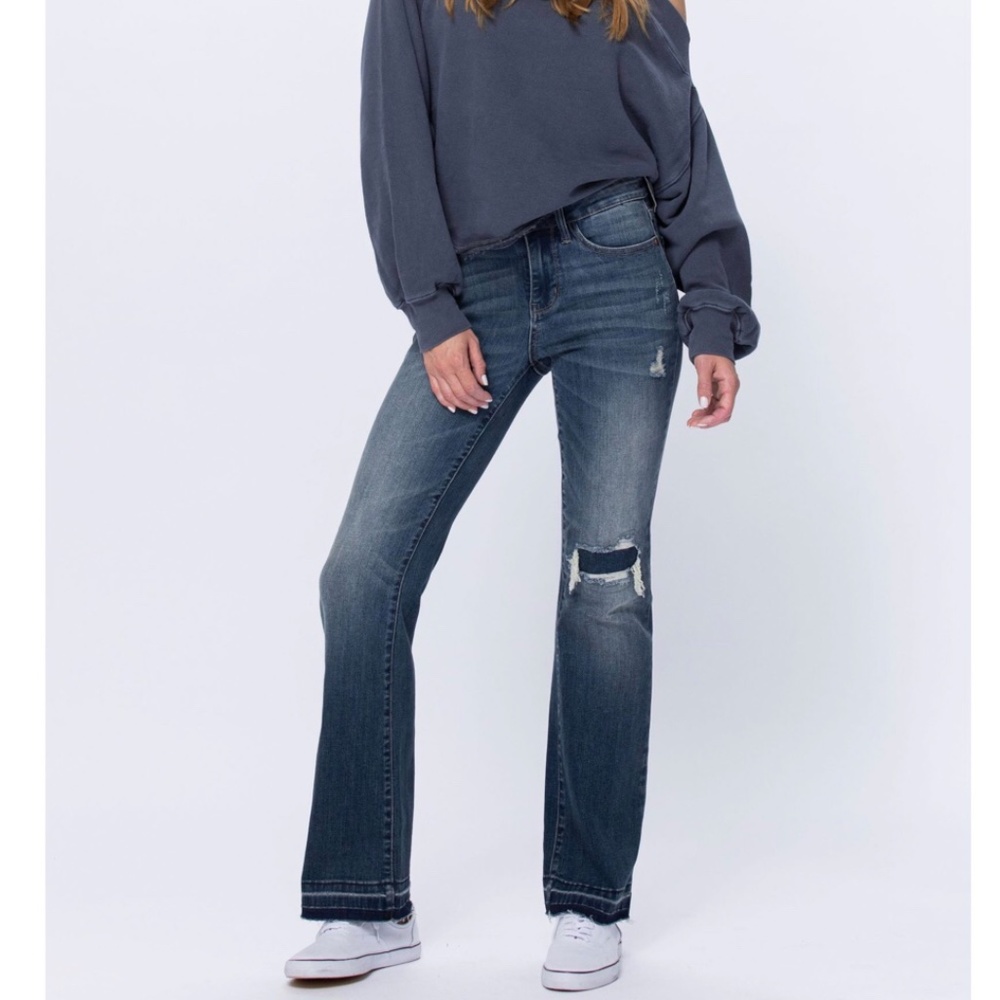 Judy Blue Mid Rise Patch Bootcut
